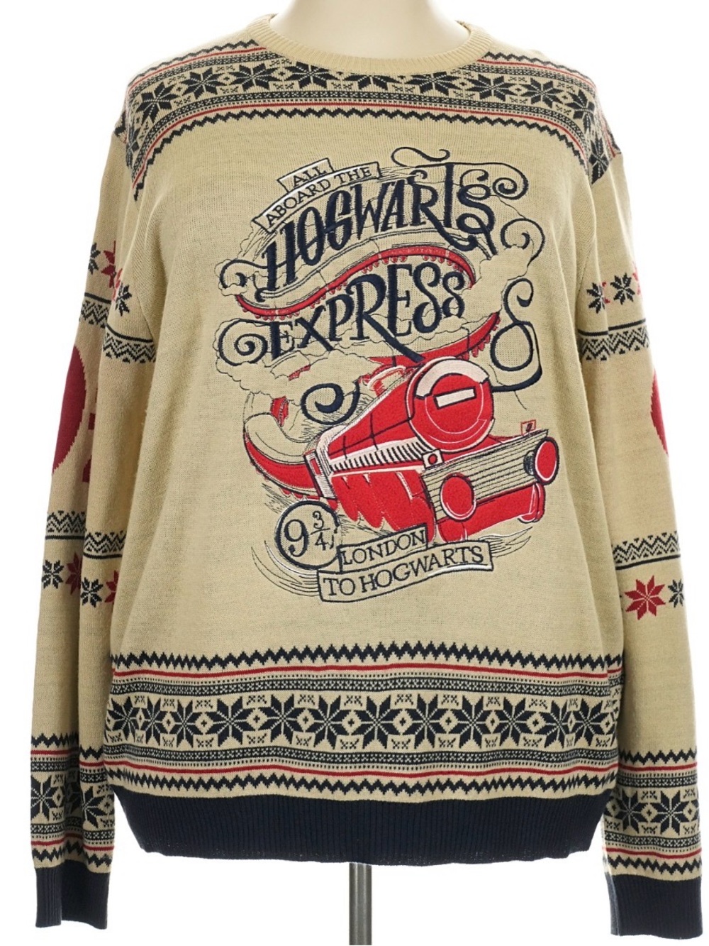 Harry Potter Hogwarts Express Graphic Crewneck Sweater - Beige & Red